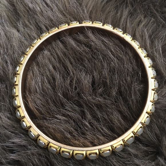 Opalescent glass faceted stone bangle bracelet - Picture 5 of 5